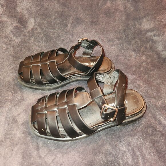 Steve Madden Kids Jecho Fisherman Sandals Shoes Black Size 11 - Picture 3 of 6
